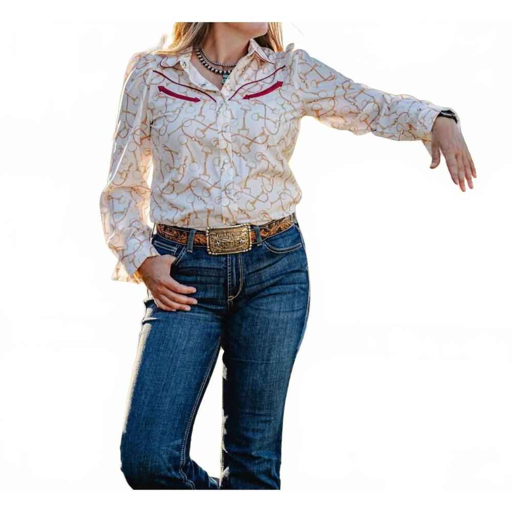 NEW HOWDY HANNY golden bit blouse in beige